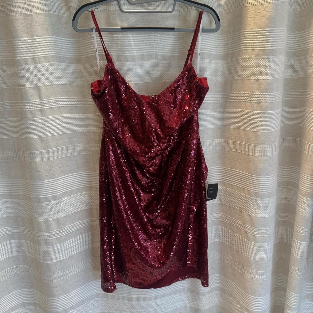 Lulu's Burgundy Sequin Mini Dress